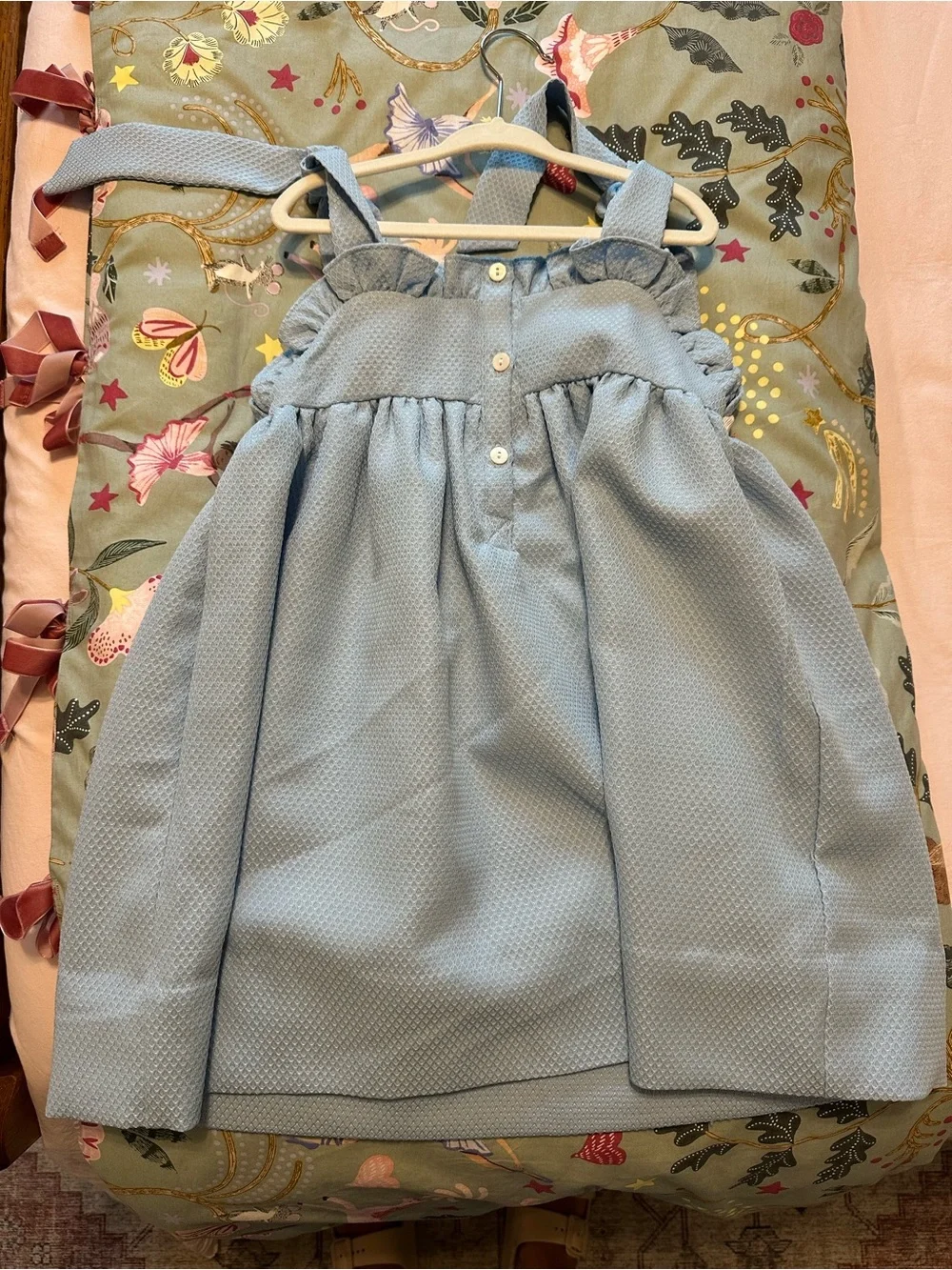 Custom AYLA light blue 4T honeycomb dress with shoulder ties